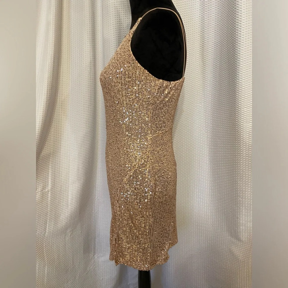 Crystal Sky Champaign Sequine Sleeveless Mini Dress Size Medium - Picture 3 of 8
